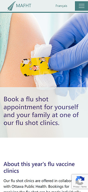 Screen capture of esfam.ca flu shot booking page.